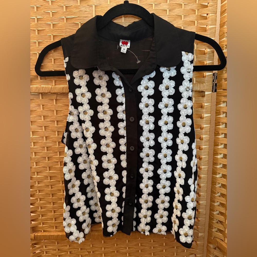 Black and White Floral Blouse
